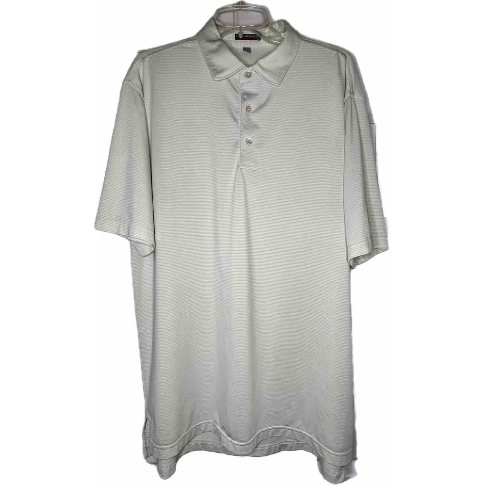 Peter Millar Summer Comfort Polo Size Large Lime Green With Green Stripes